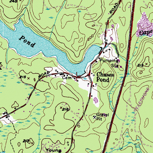 Topographic Map of Chase Shaw Lot, ME