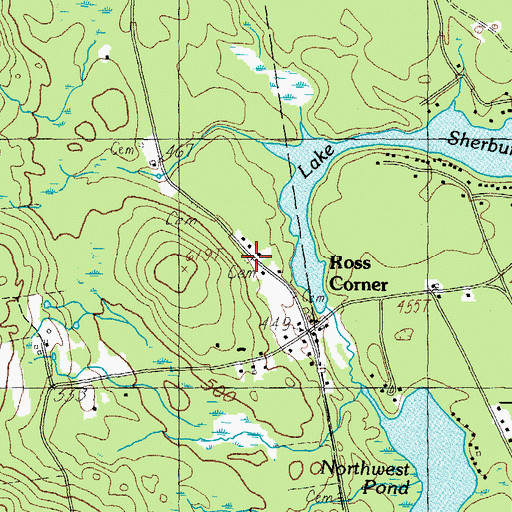 Topographic Map of Chick Cemetery, ME