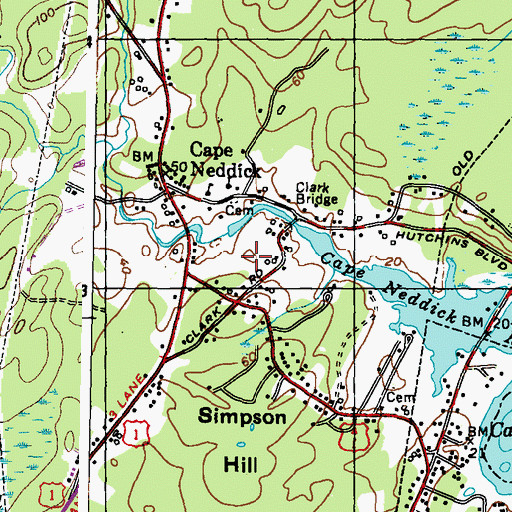 Topographic Map of Clark Road Cemetery, ME