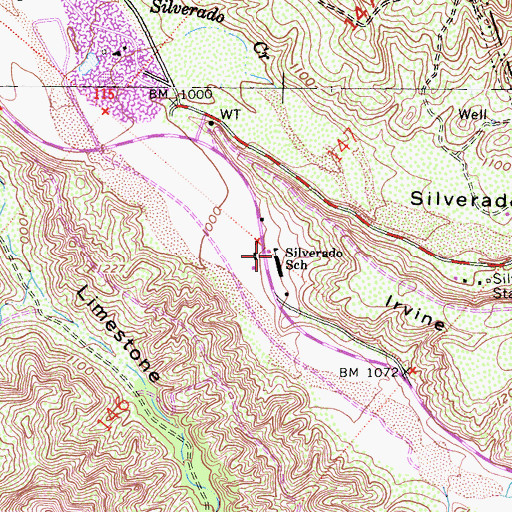 Topographic Map of Silverado Elementary School, CA