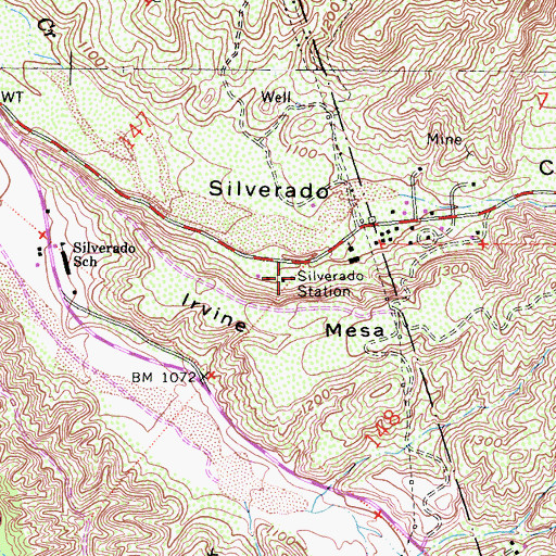 Topographic Map of Silverado Station, CA