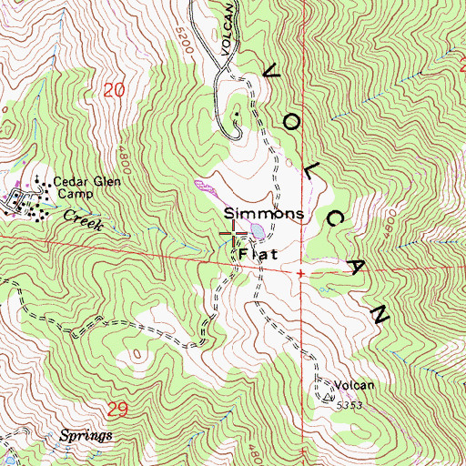 Topographic Map of Simmons Flat, CA