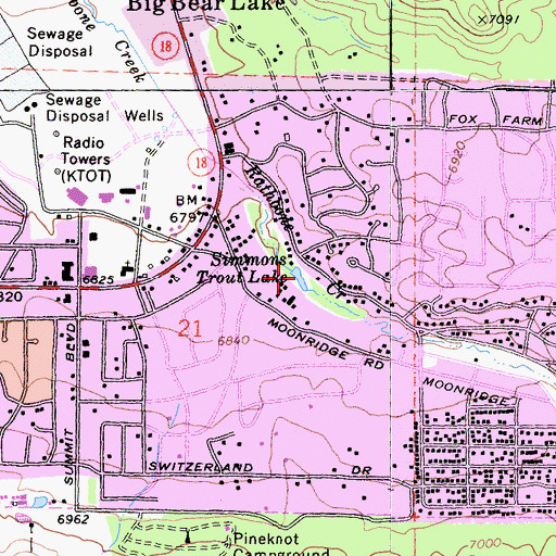 Topographic Map of Simmons Trout Lake, CA