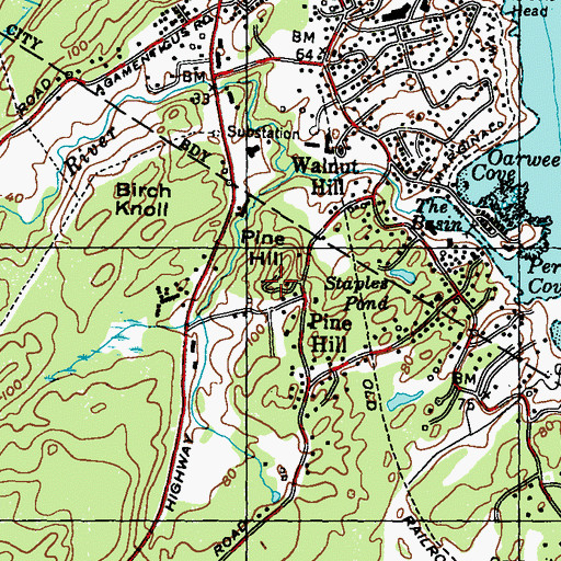 Topographic Map of Perkins Lot, ME