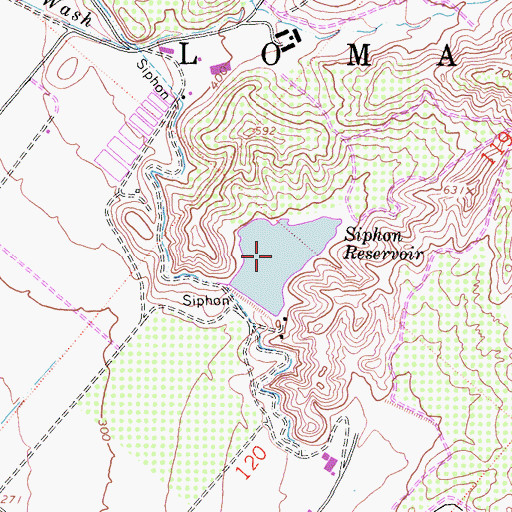 Topographic Map of Siphon Reservoir, CA