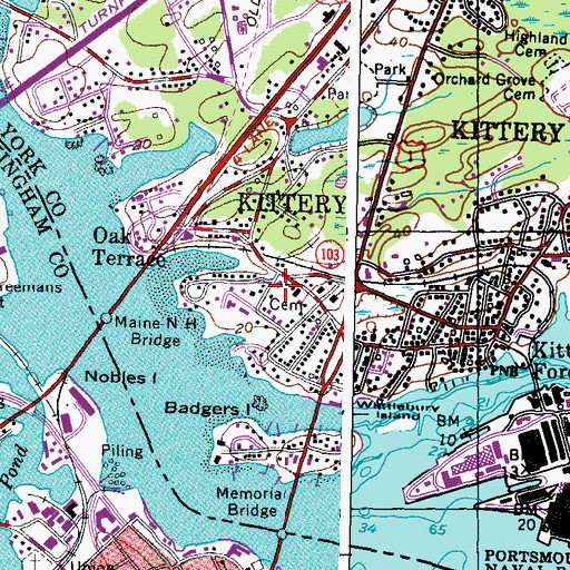 Topographic Map of Rice Lot, ME