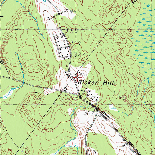 Topographic Map of Ricker Cemetery, ME