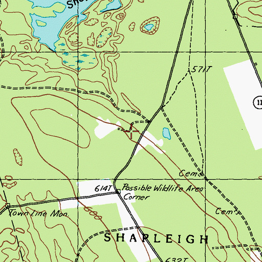 Topographic Map of Ross Cemetery, ME