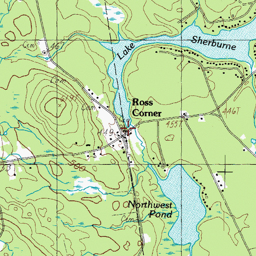 Topographic Map of Ross Corner Cemetery, ME