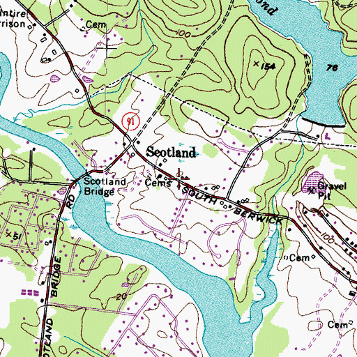 Topographic Map of Second Parish Cemetery, ME