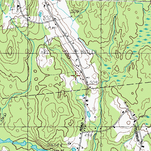 Topographic Map of Shackley Cemetery, ME