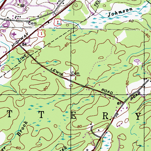 Topographic Map of Simon Lewis Lot, ME