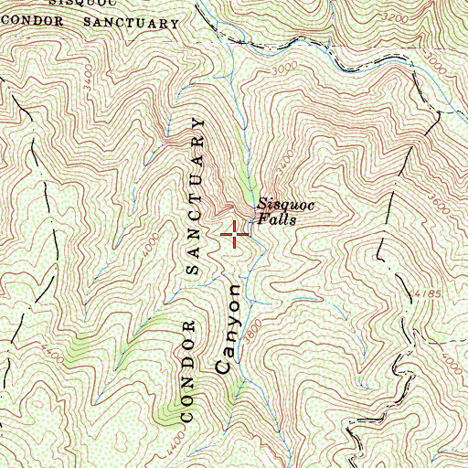 Topographic Map of Sisquoc Falls, CA