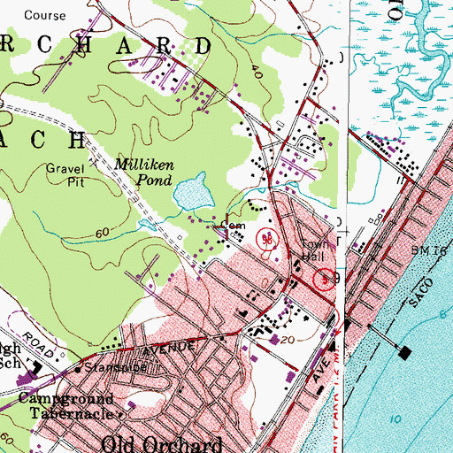 Topographic Map of Staples Cemetery, ME