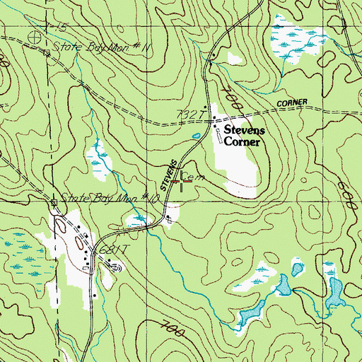 Topographic Map of Stevens Cemetery, ME