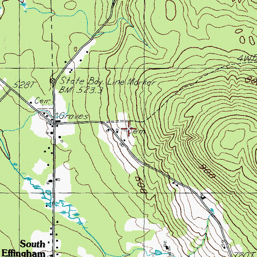 Topographic Map of Taylor Cemetery, ME