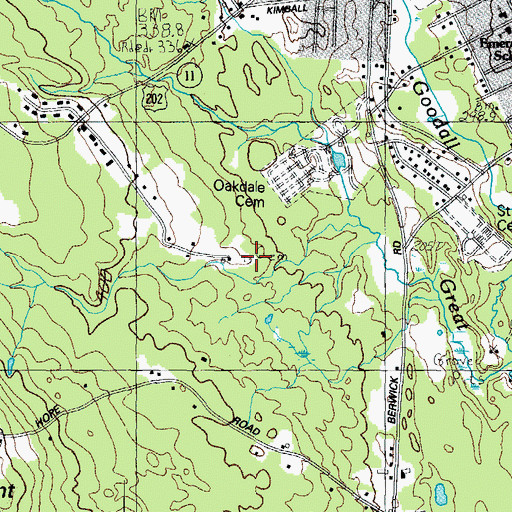 Topographic Map of Tebbets Cemetery, ME