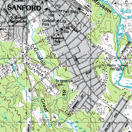 Topographic Map of Tebbets - Jones - Phillips Cemetery, ME