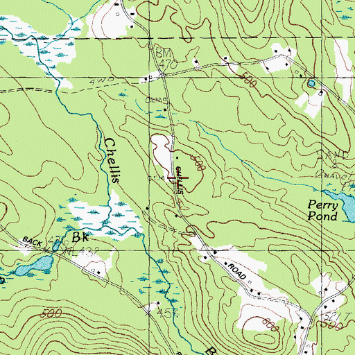Topographic Map of Thompson Cemetery, ME