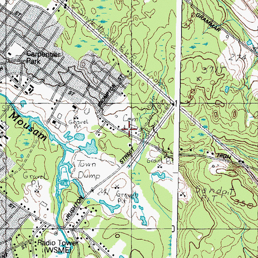 Topographic Map of Thompson Cemetery, ME