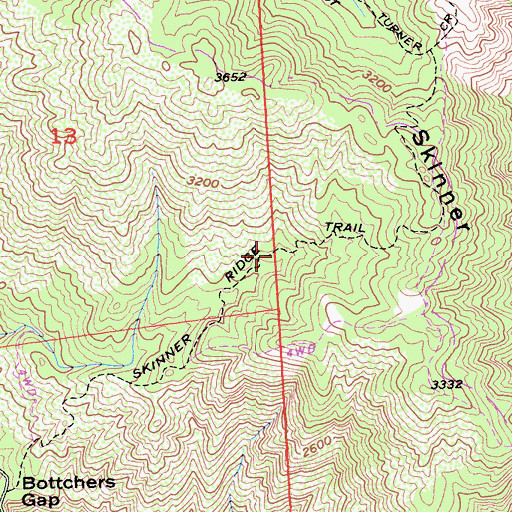 Topographic Map of Skinner Ridge Trail, CA