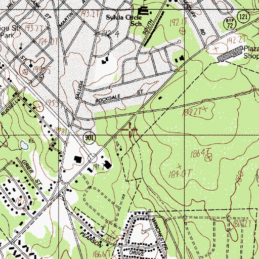 Topographic Map of Rock Hill Fire Department Station 1, SC