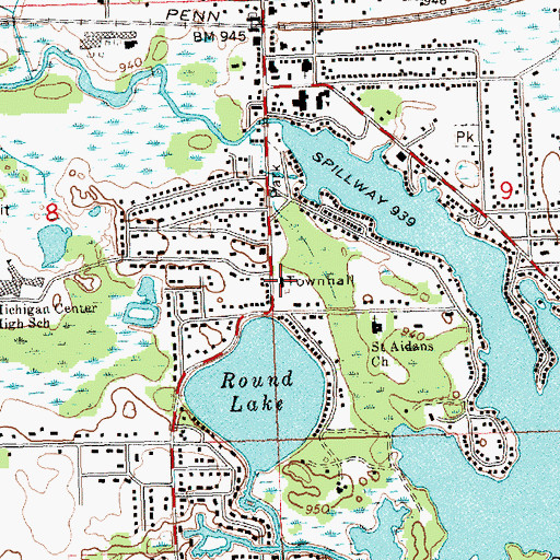 Topographic Map of Leoni Township Police Department, MI