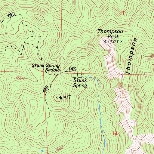 Topographic Map of Skunk Spring, CA