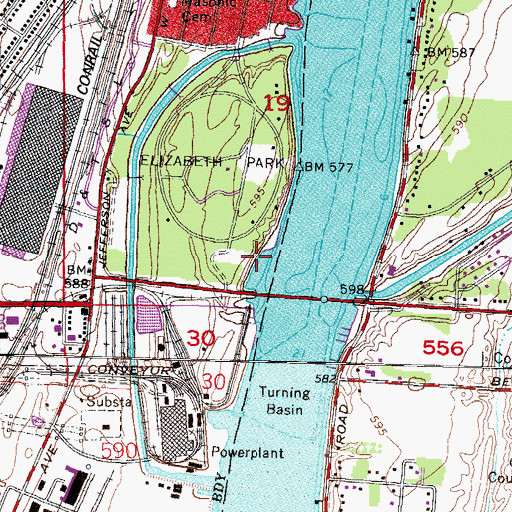 Topographic Map of Wayne County Sheriff Marine Office, MI
