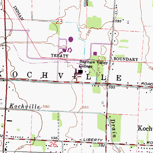 Topographic Map of Saginaw Valley State University Police, MI