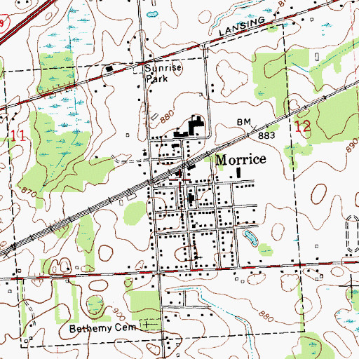 Topographic Map of Morrice Police Department, MI
