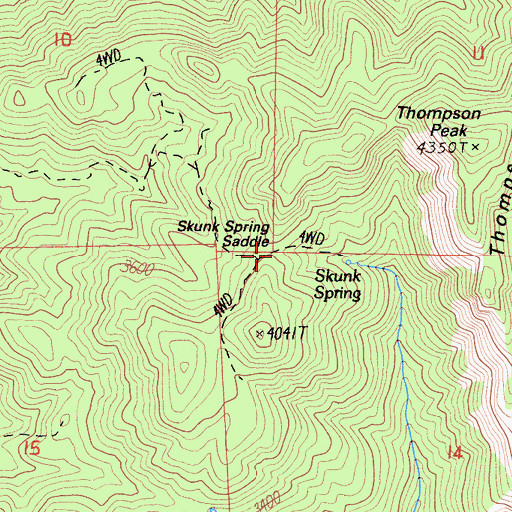 Topographic Map of Skunk Spring Saddle, CA