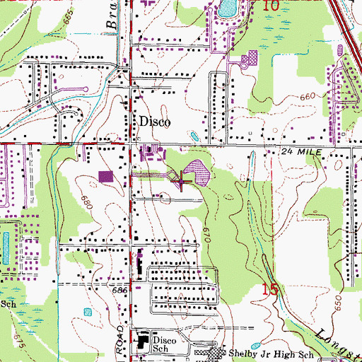 Topographic Map of Shelby Township Police Department, MI