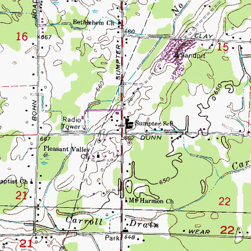 Topographic Map of Sumpter Township Police Department, MI