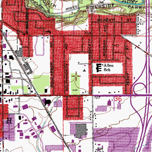 Topographic Map of Plymouth Township Police Department, MI