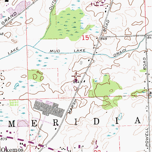 Topographic Map of Meridian Township Police Department, MI