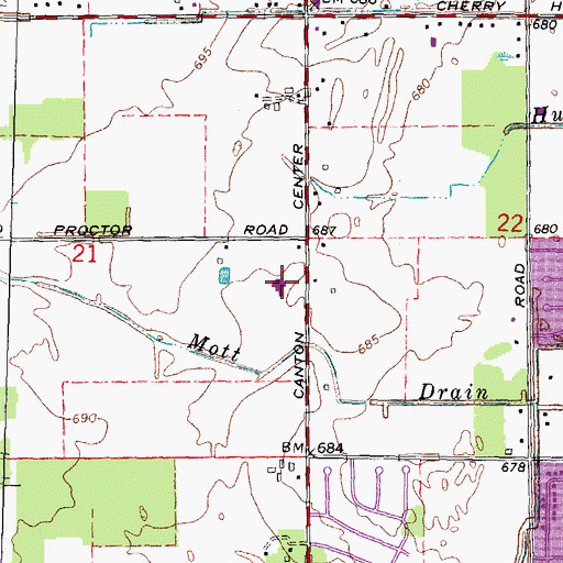Topographic Map of Canton Township Police Department, MI