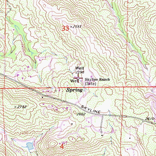 Topographic Map of Skyline Ranch, CA