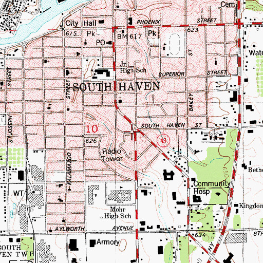 Topographic Map of Michigan State Police Department, MI