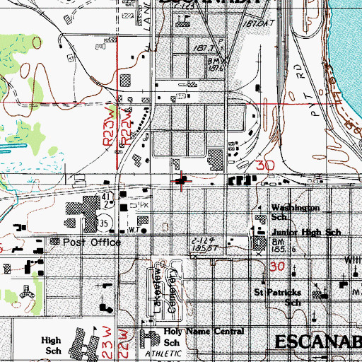 Topographic Map of Escanaba Department of Public Safety, MI