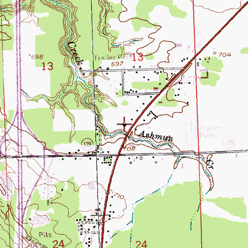 Topographic Map of Michigan State Police District 8 Sault Sainte Marie Post 82, MI