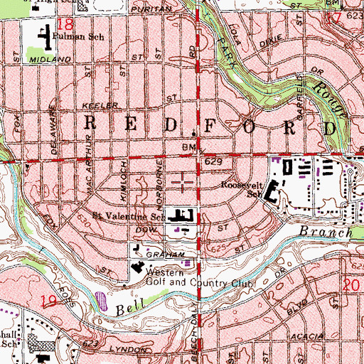 Topographic Map of Redford Township Police Department, MI