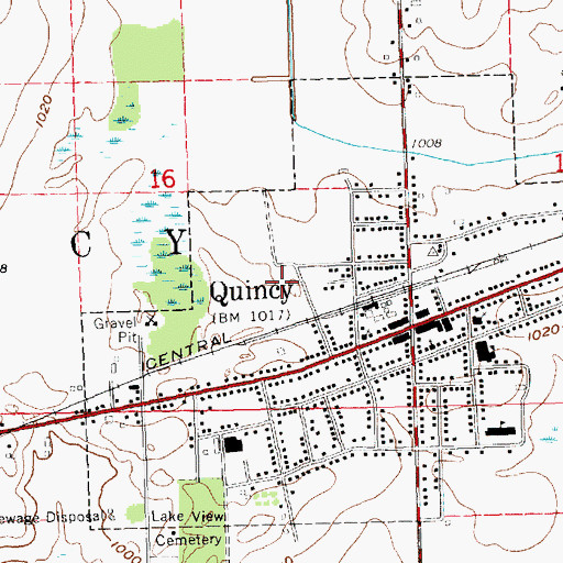 Topographic Map of Quincy Police Department, MI