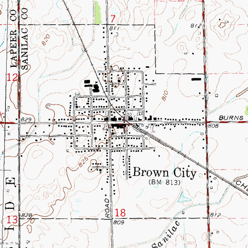 Topographic Map of Brown City Police Department, MI