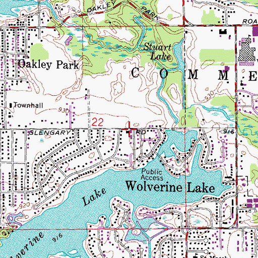 Topographic Map of Wolverine Lake Police Department, MI