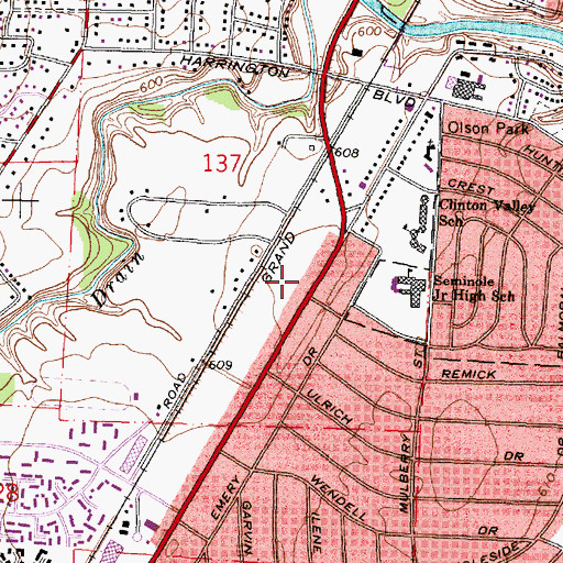 Topographic Map of Clinton Township Police Department, MI
