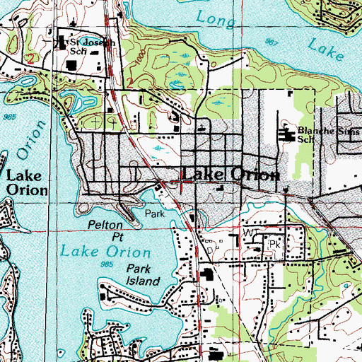 Topographic Map of Lake Orion Police Dept, MI