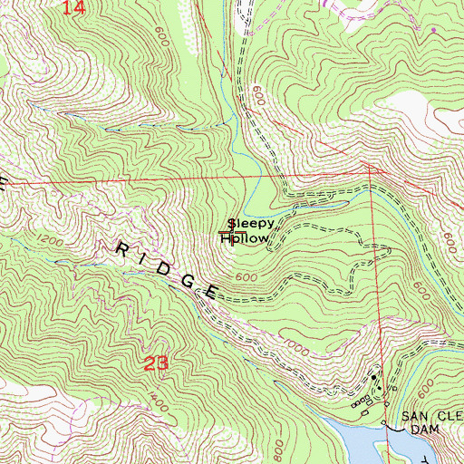 Topographic Map of Sleepy Hollow, CA
