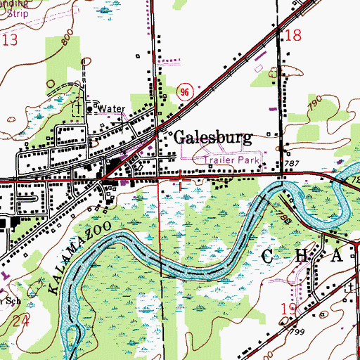 Topographic Map of Galesburg Police Department, MI