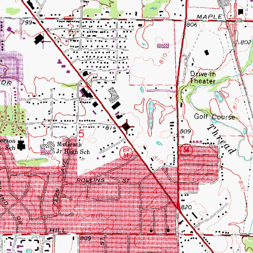 Topographic Map of Grand Blanc Township Police Department, MI